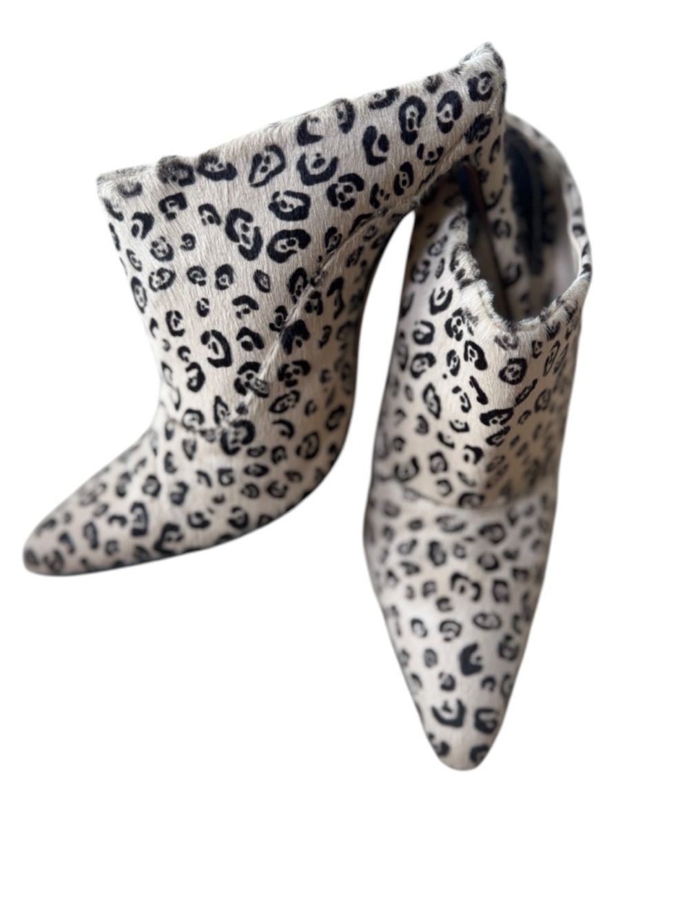 Altuzarra calf hair cream and Black Leopard Print Pointed Toe Booties